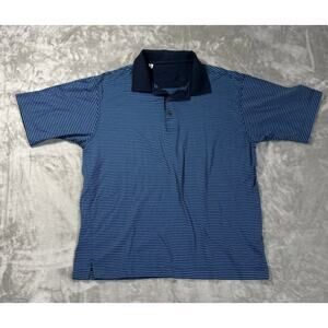 Cutter and Buck Signature Collection Polo Shirt Mens Med Navy Blue Stripe
